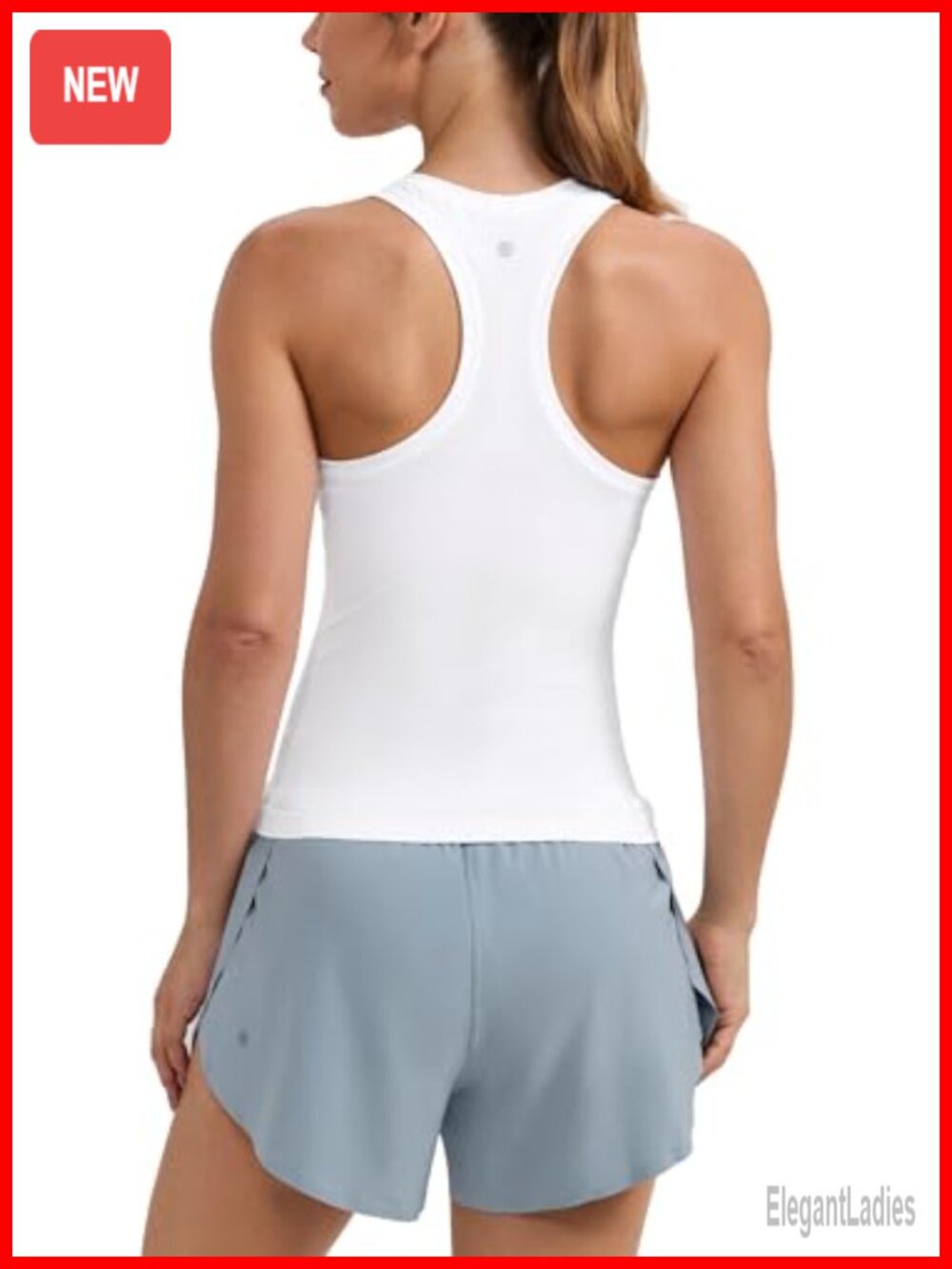 Seamless Racerback Tank Waist Length Slim Fit Mesh Vents Running Training